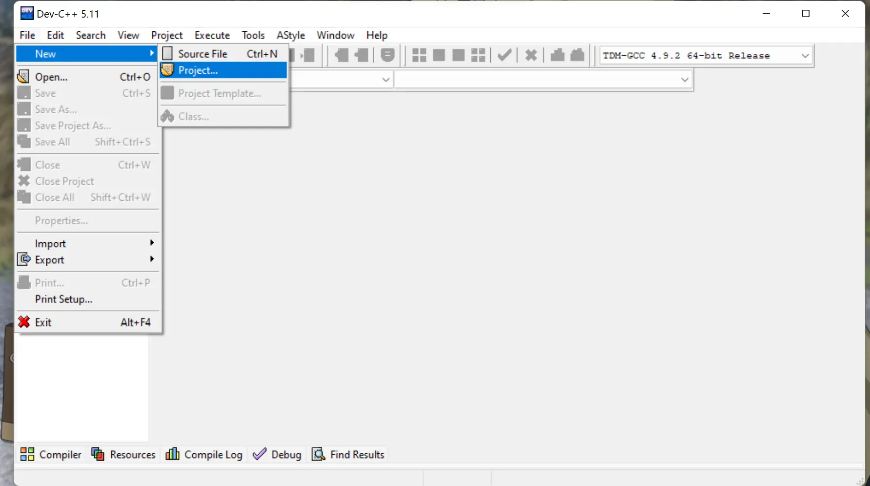 Скриншот создание проекта